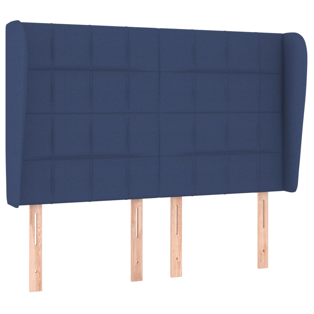 Hoofdbord met randen 147x23x118/128 cm stof blauw is nu te koop bij PeponiXL, paradijselijk wonen!