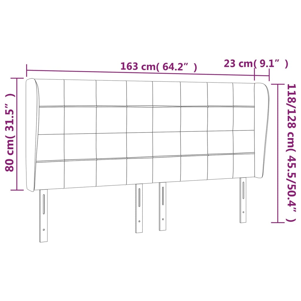 Hoofdbord met randen 163x23x118/128 cm stof zwart is nu te koop bij PeponiXL, paradijselijk wonen!