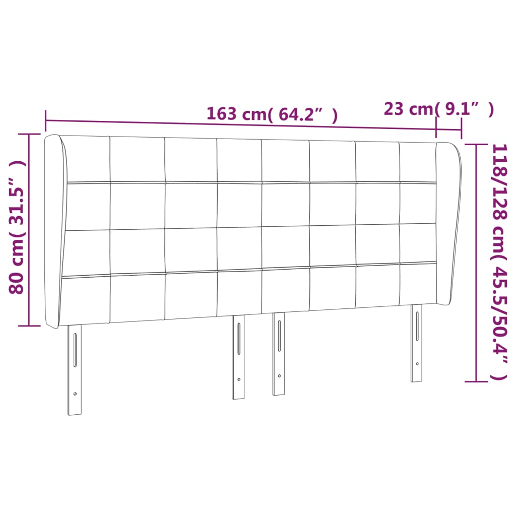 Hoofdbord met randen 163x23x118/128 cm stof donkerbruin is nu te koop bij PeponiXL, paradijselijk wonen!