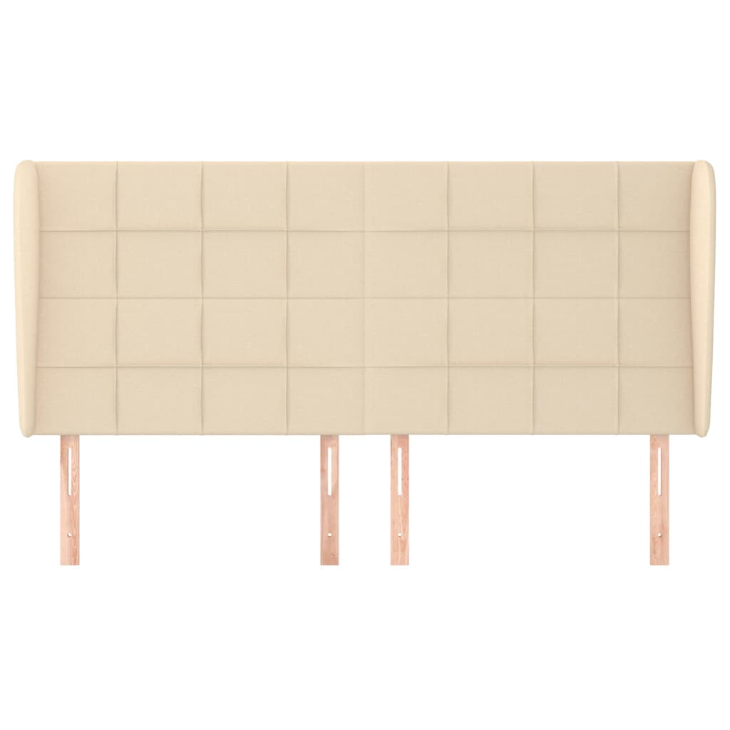 Hoofdbord met randen 163x23x118/128 cm stof crèmekleurig is nu te koop bij PeponiXL, paradijselijk wonen!