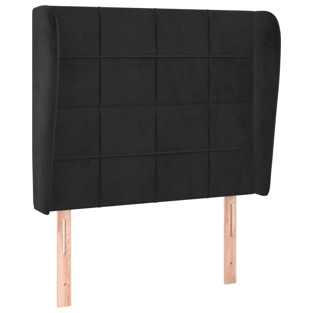 Hoofdbord met randen 93x23x118/128 cm fluweel zwart is nu te koop bij PeponiXL, paradijselijk wonen!