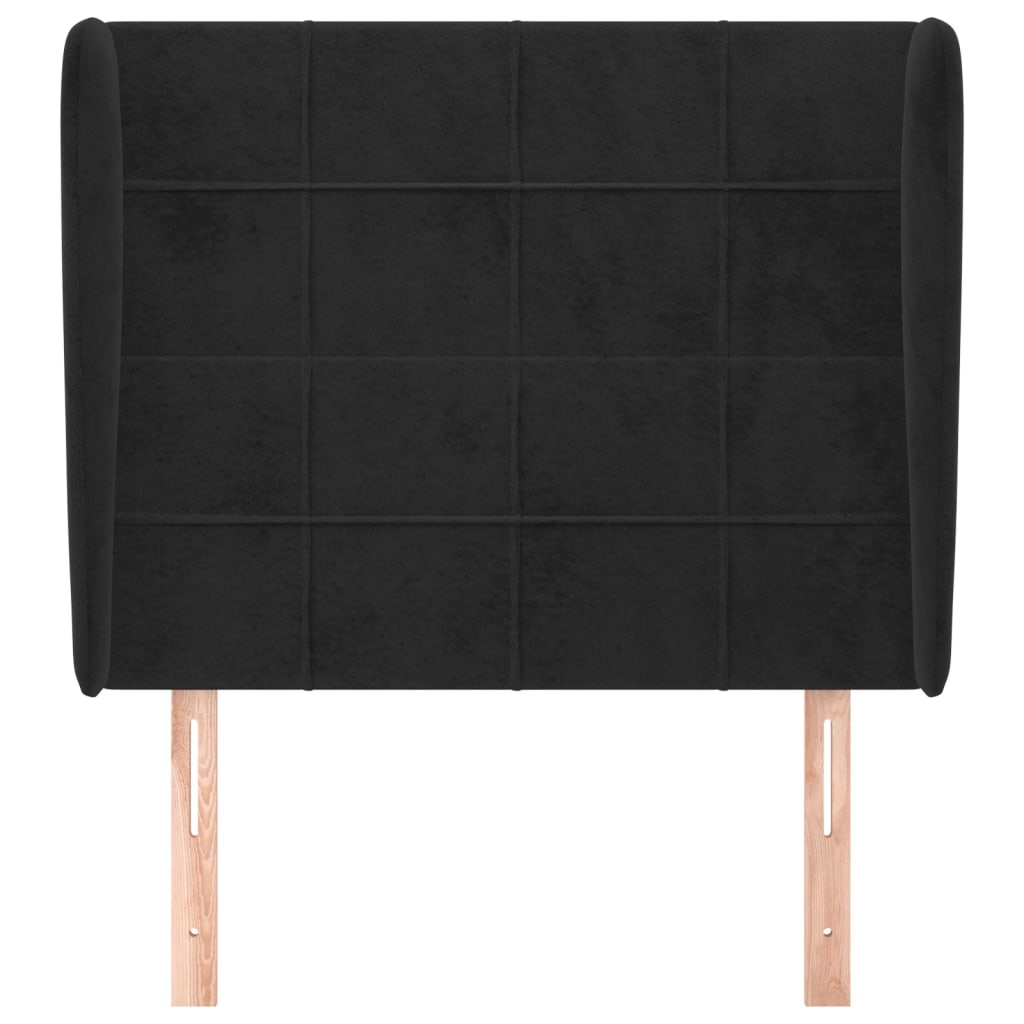 Hoofdbord met randen 93x23x118/128 cm fluweel zwart is nu te koop bij PeponiXL, paradijselijk wonen!