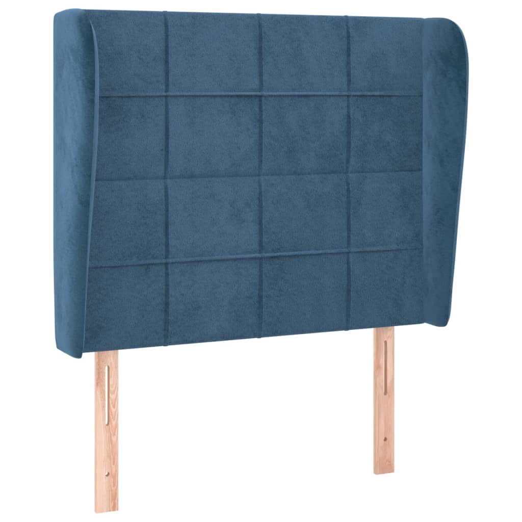 Hoofdbord met randen 93x23x118/128 cm fluweel donkerblauw is nu te koop bij PeponiXL, paradijselijk wonen!