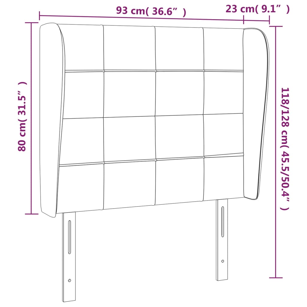 Hoofdbord met randen 93x23x118/128 cm fluweel roze is nu te koop bij PeponiXL, paradijselijk wonen!