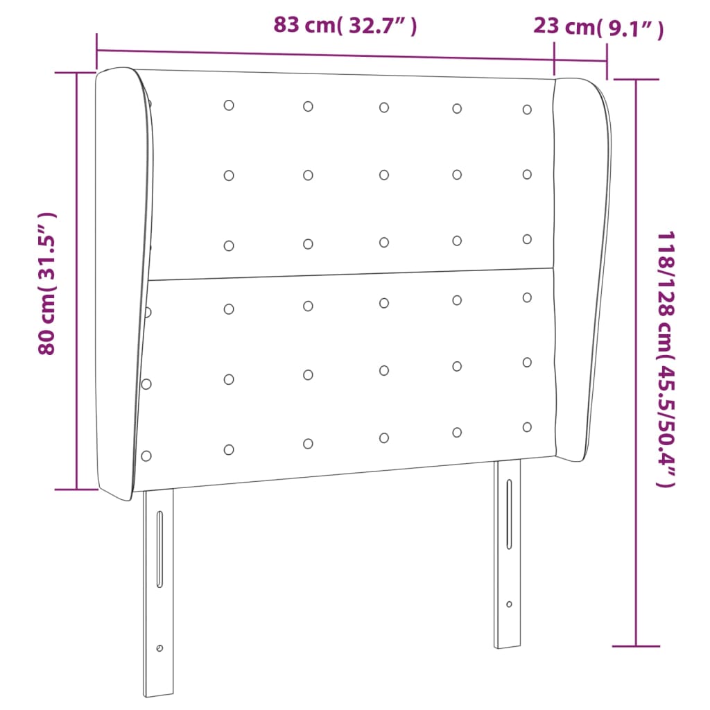 Hoofdbord met randen 83x23x118/128 cm kunstleer grijs is nu te koop bij PeponiXL, paradijselijk wonen!