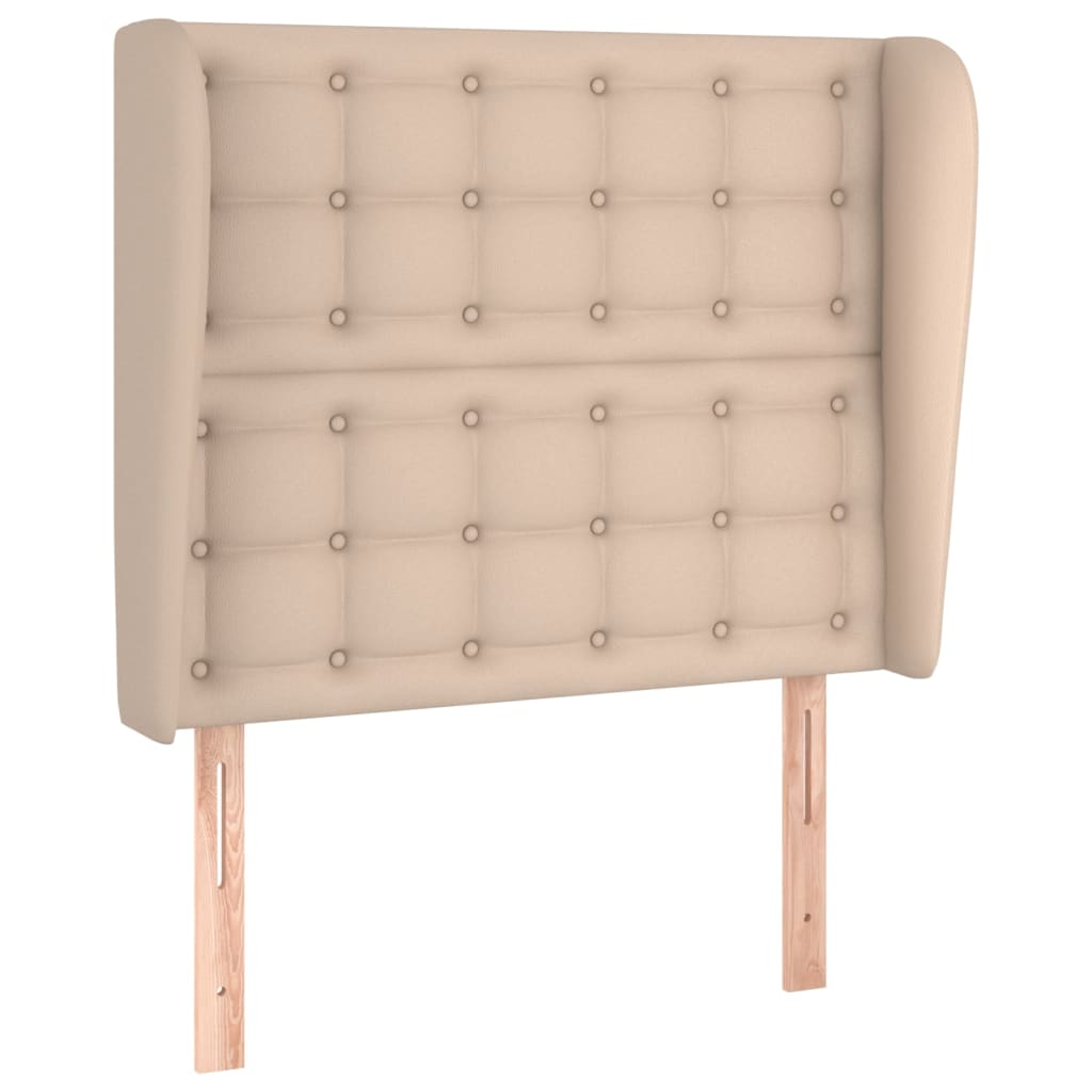 Hoofdbord met randen 93x23x118/128 cm kunstleer cappuccinokleur is nu te koop bij PeponiXL, paradijselijk wonen!