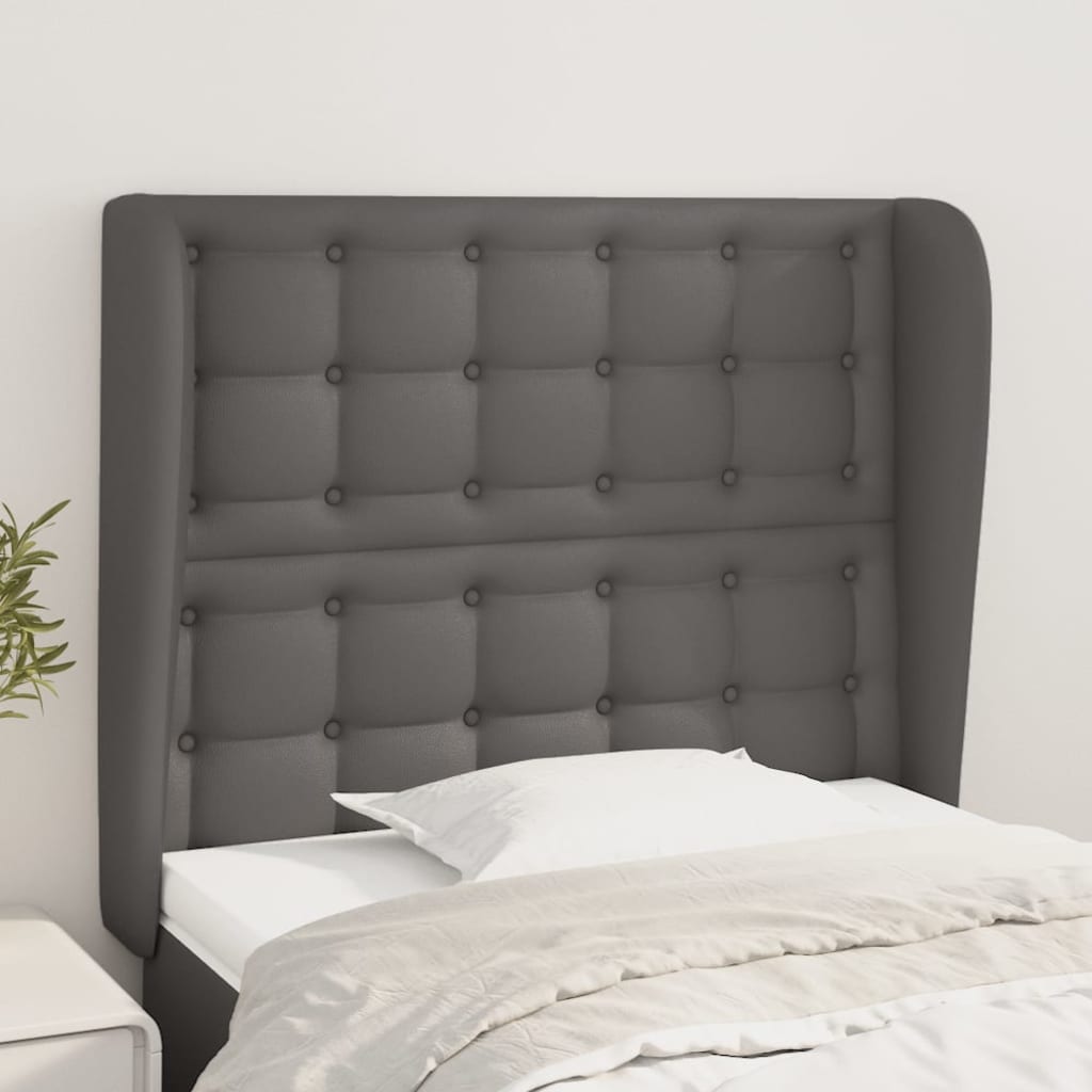 Hoofdbord met randen 103x23x118/128 cm kunstleer grijs is nu te koop bij PeponiXL, paradijselijk wonen!