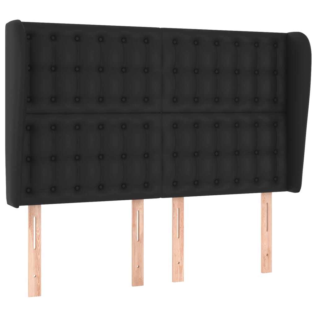 Hoofdbord met randen 147x23x118/128 cm kunstleer zwart is nu te koop bij PeponiXL, paradijselijk wonen!