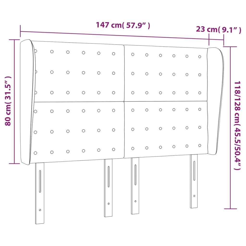 Hoofdbord met randen 147x23x118/128 cm kunstleer zwart is nu te koop bij PeponiXL, paradijselijk wonen!