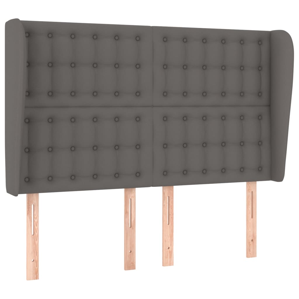 Hoofdbord met randen 147x23x118/128 cm kunstleer grijs is nu te koop bij PeponiXL, paradijselijk wonen!