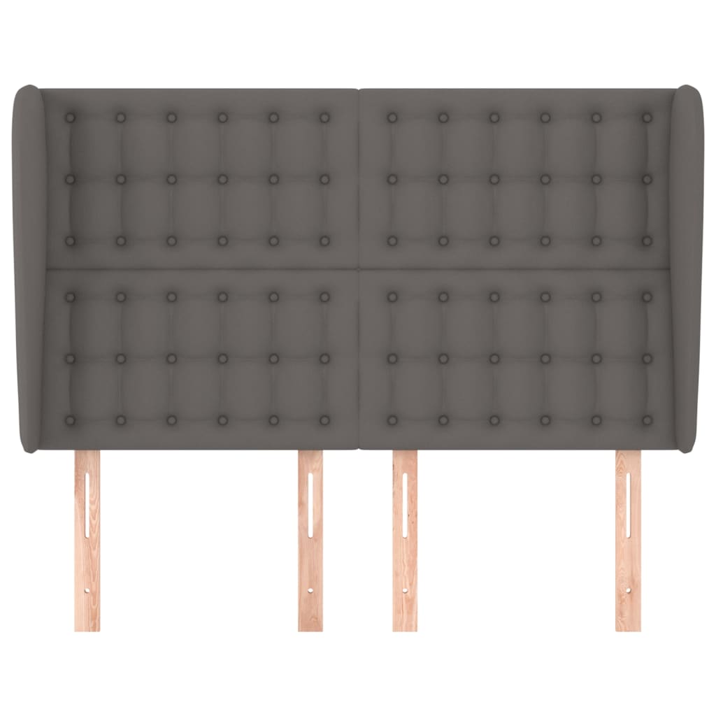 Hoofdbord met randen 147x23x118/128 cm kunstleer grijs is nu te koop bij PeponiXL, paradijselijk wonen!