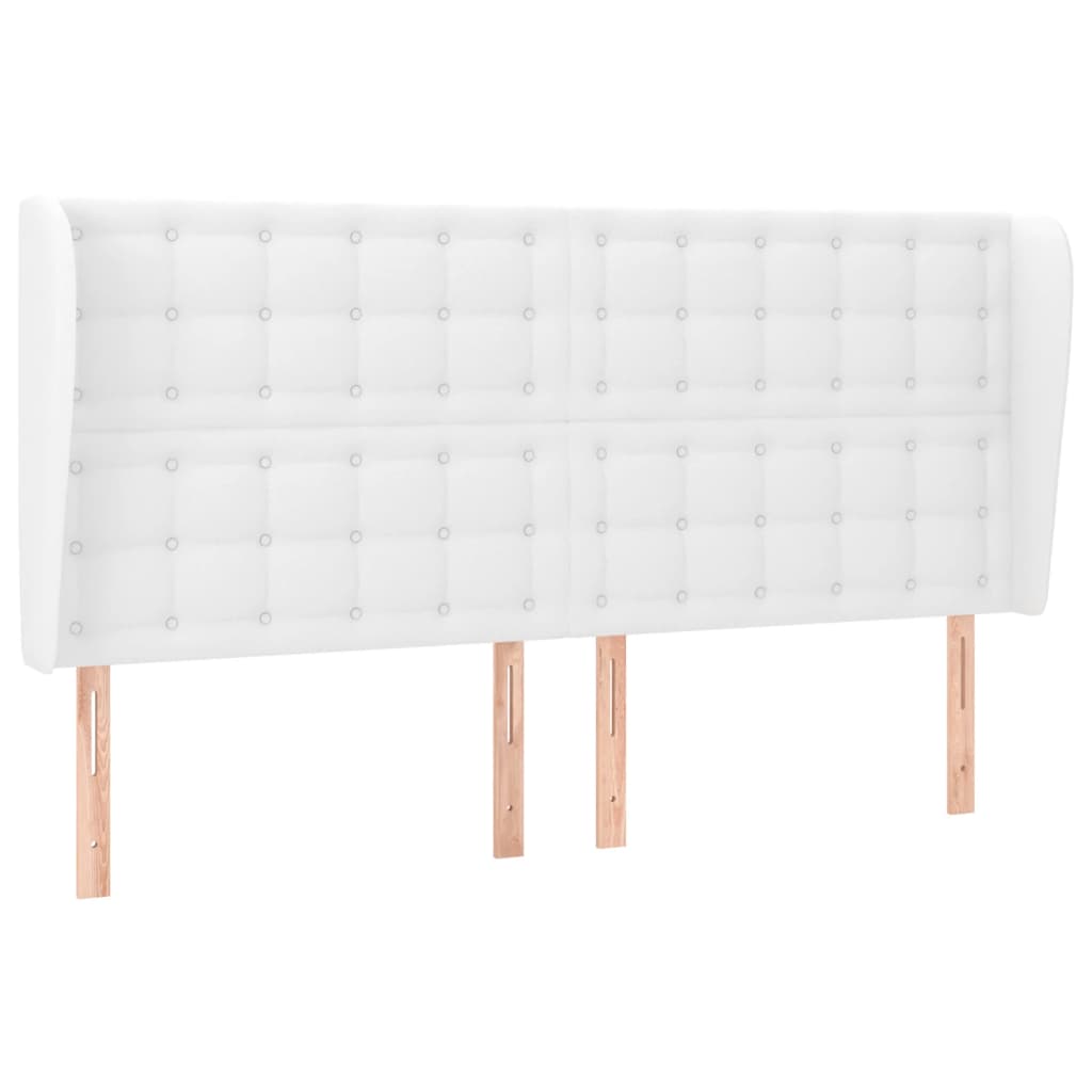 Hoofdbord met randen 183x23x118/128 cm kunstleer wit is nu te koop bij PeponiXL, paradijselijk wonen!