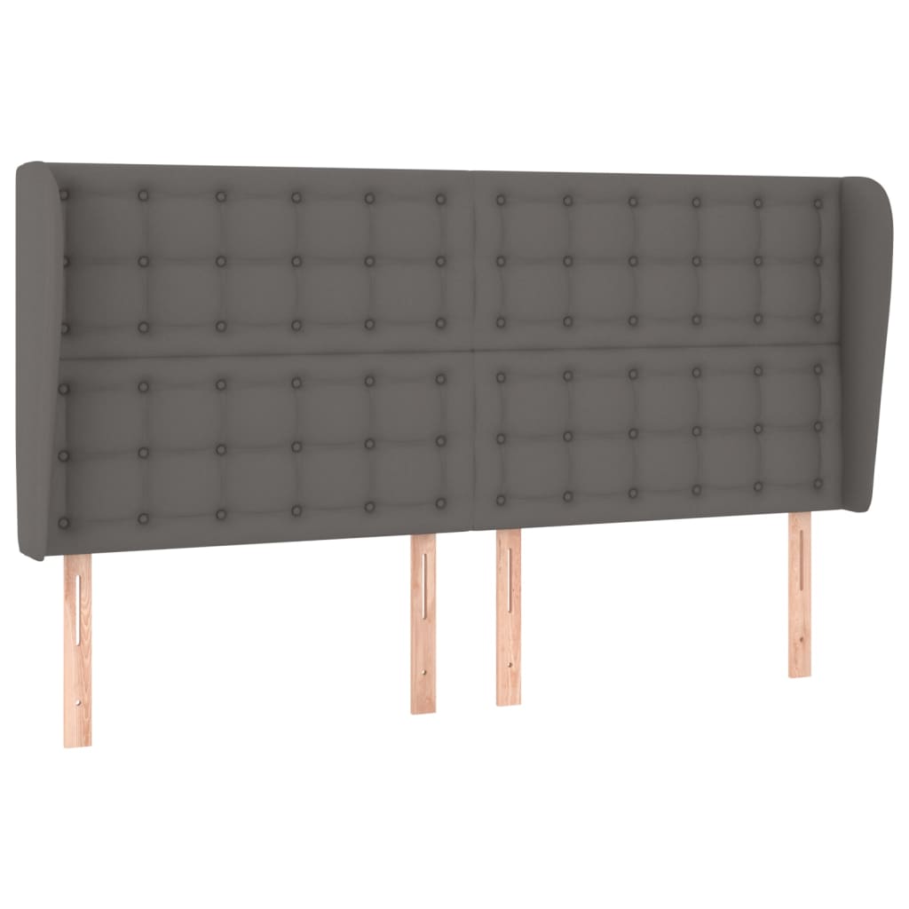 Hoofdbord met randen 183x23x118/128 cm kunstleer grijs is nu te koop bij PeponiXL, paradijselijk wonen!