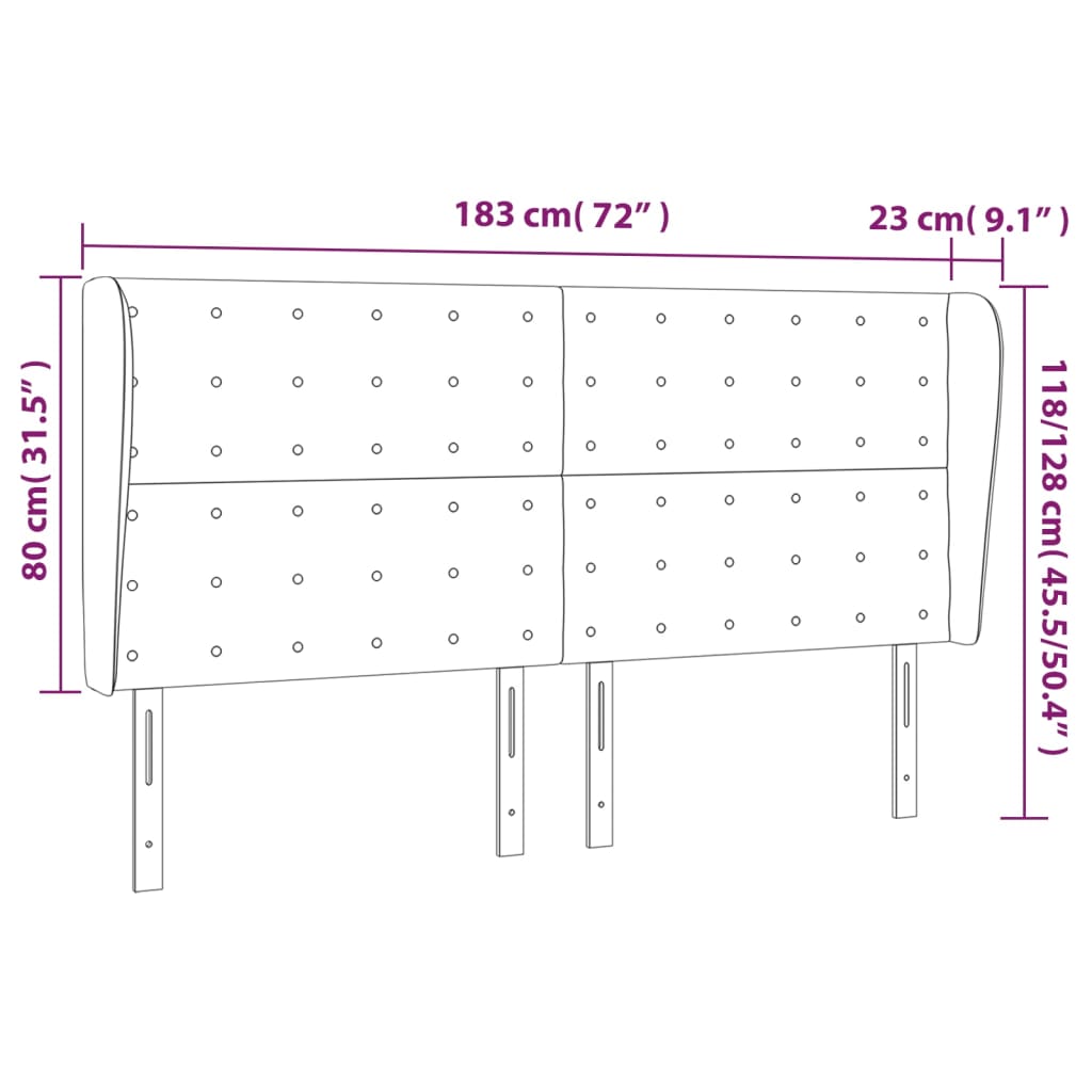 Hoofdbord met randen 183x23x118/128 cm kunstleer grijs is nu te koop bij PeponiXL, paradijselijk wonen!