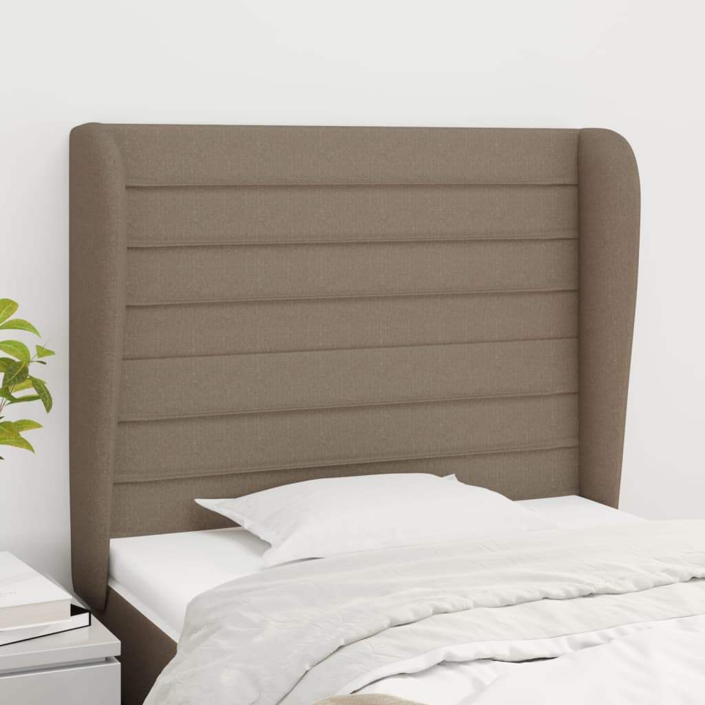Hoofdbord met randen 83x23x118/128 cm stof taupe is nu te koop bij PeponiXL, paradijselijk wonen!