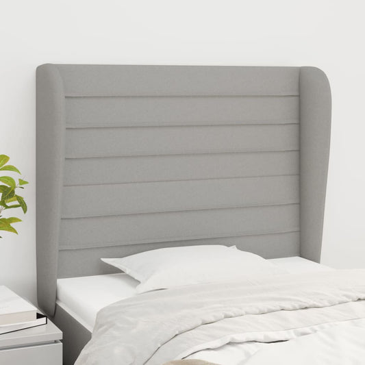 Hoofdbord met randen 93x23x118/128 cm stof lichtgrijs is nu te koop bij PeponiXL, paradijselijk wonen!