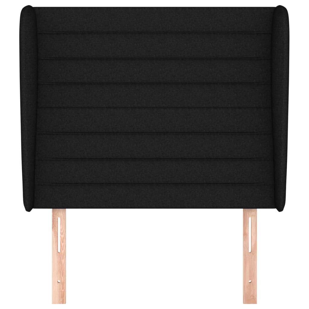 Hoofdbord met randen 93x23x118/128 cm stof zwart is nu te koop bij PeponiXL, paradijselijk wonen!