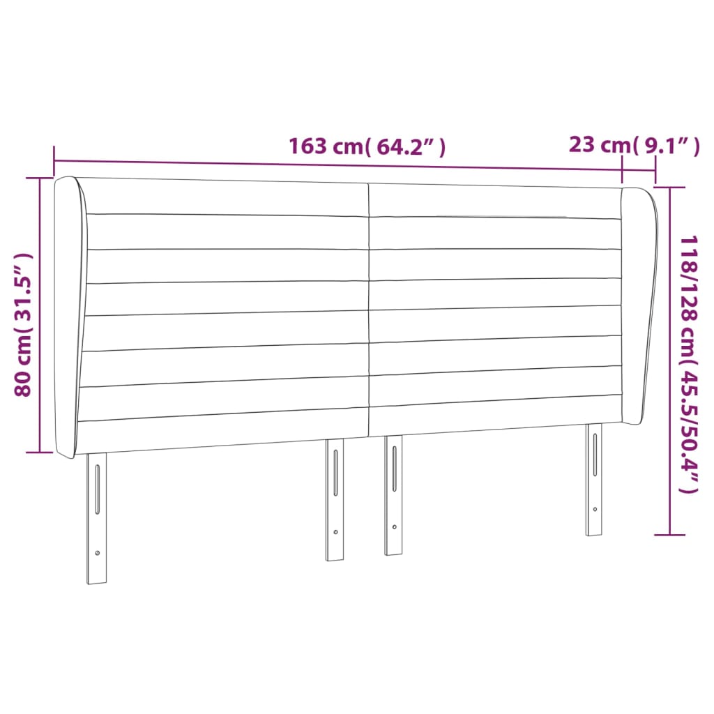 Hoofdbord met randen 163x23x118/128 cm stof donkergrijs is nu te koop bij PeponiXL, paradijselijk wonen!