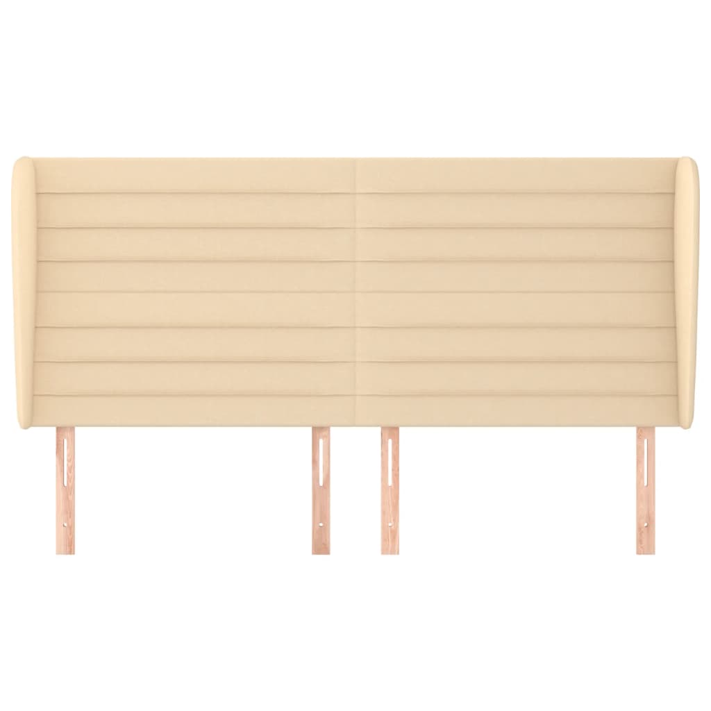 Hoofdbord met randen 183x23x118/128 cm stof crèmekleurig is nu te koop bij PeponiXL, paradijselijk wonen!