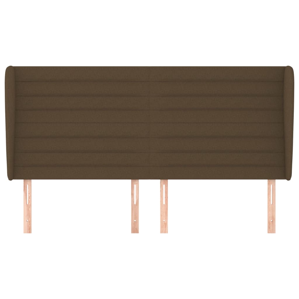 Hoofdbord met randen 203x23x118/128 cm stof donkerbruin is nu te koop bij PeponiXL, paradijselijk wonen!
