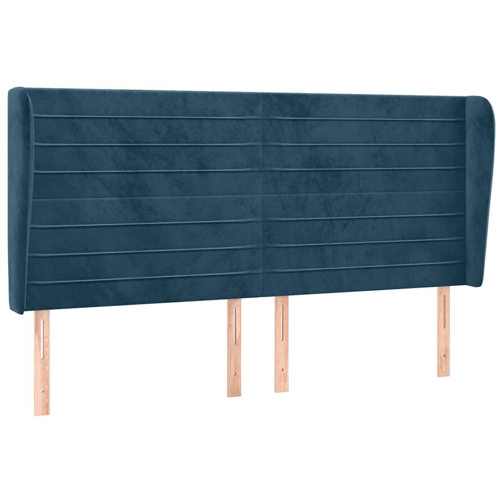 Hoofdbord met randen 163x23x118/128 cm fluweel donkerblauw is nu te koop bij PeponiXL, paradijselijk wonen!