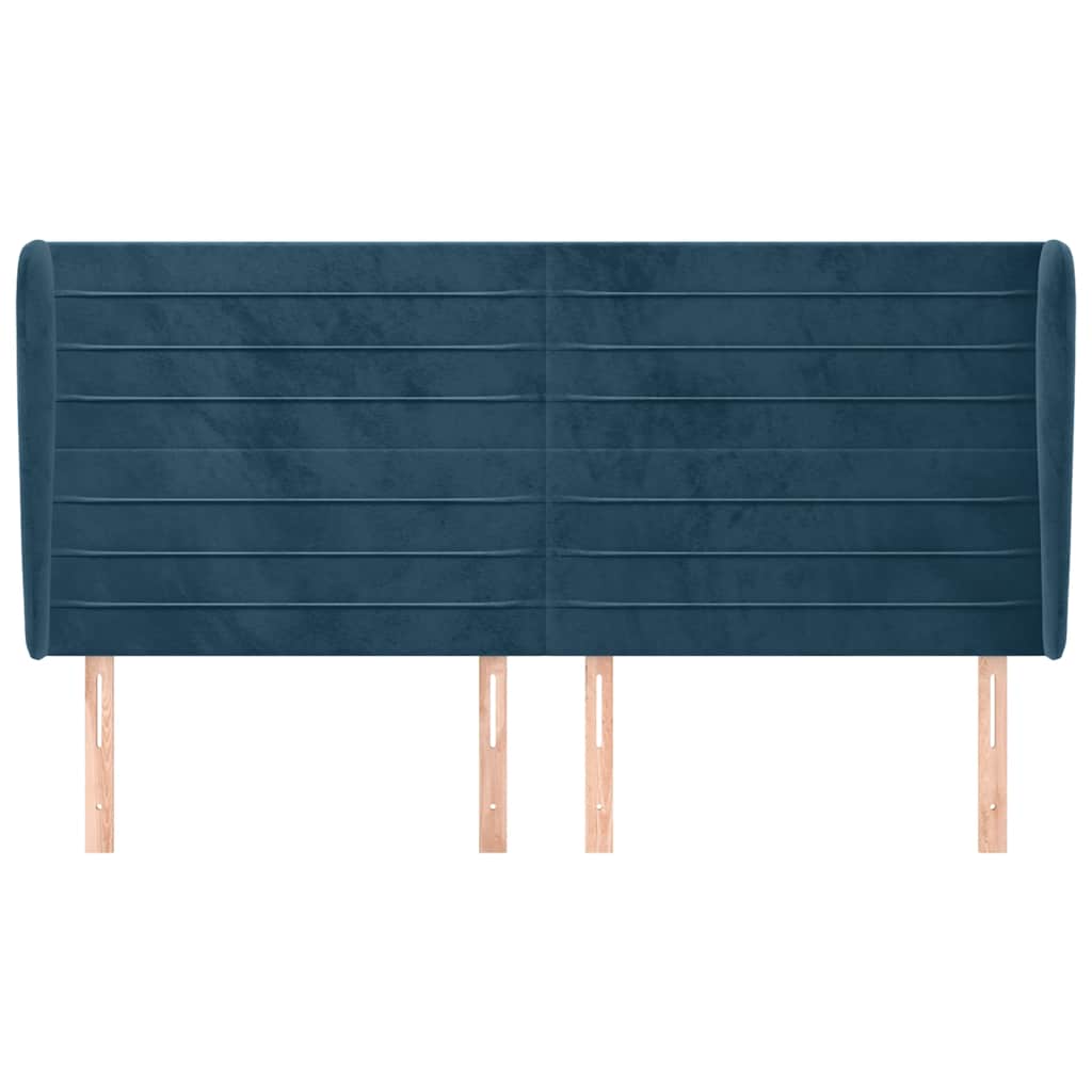 Hoofdbord met randen 163x23x118/128 cm fluweel donkerblauw is nu te koop bij PeponiXL, paradijselijk wonen!