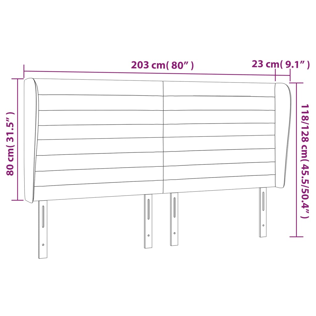Hoofdbord met randen 203x23x118/128 cm fluweel zwart is nu te koop bij PeponiXL, paradijselijk wonen!