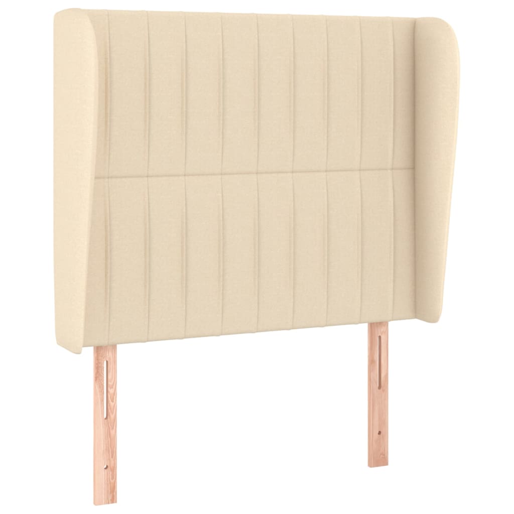 Hoofdbord met randen 83x23x118/128 cm stof crèmekleurig is nu te koop bij PeponiXL, paradijselijk wonen!