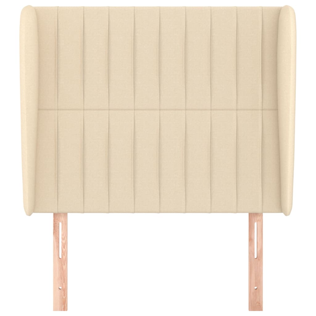 Hoofdbord met randen 83x23x118/128 cm stof crèmekleurig is nu te koop bij PeponiXL, paradijselijk wonen!