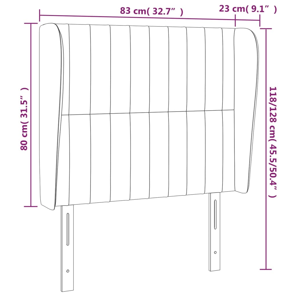 Hoofdbord met randen 83x23x118/128 cm stof crèmekleurig is nu te koop bij PeponiXL, paradijselijk wonen!