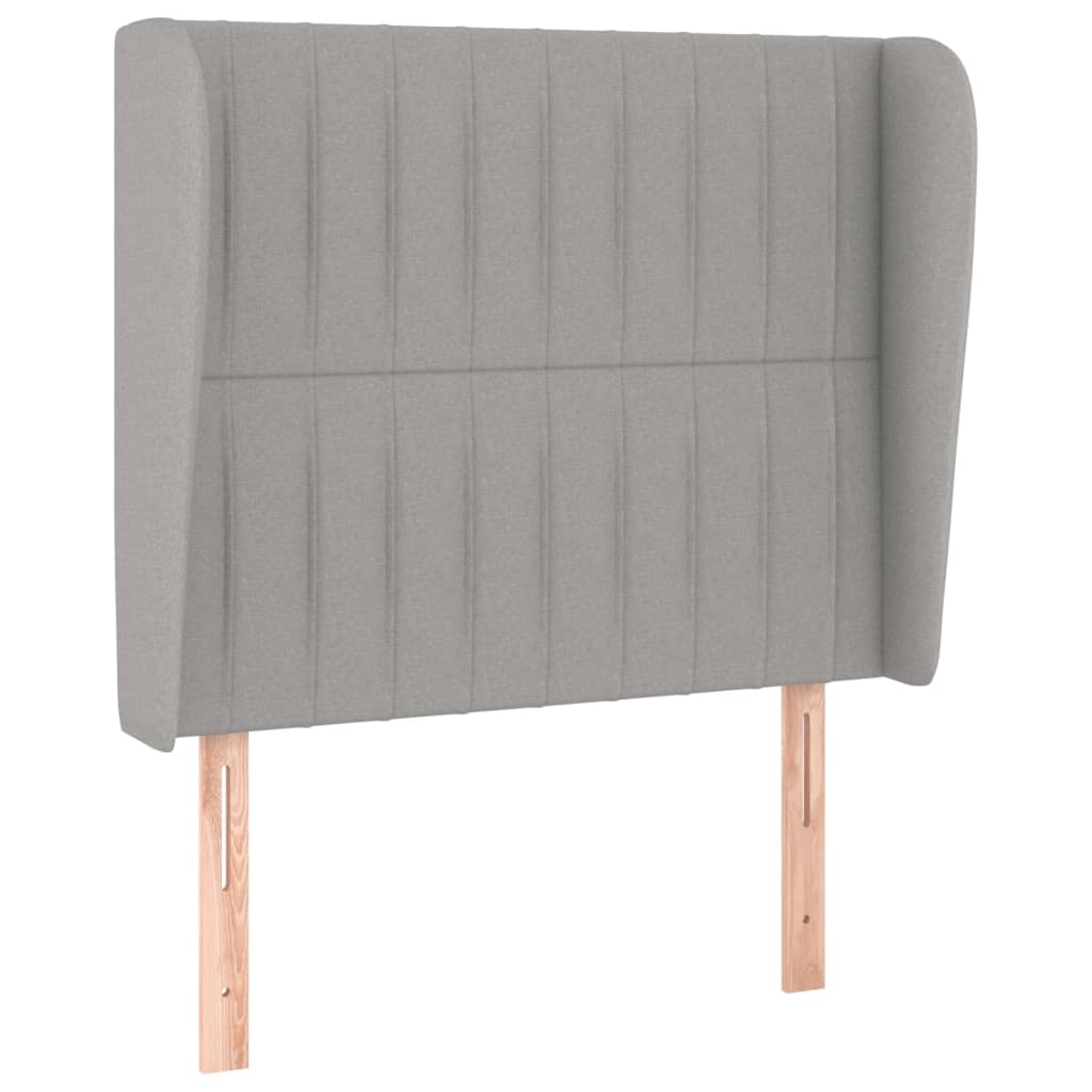 Hoofdbord met randen 93x23x118/128 cm stof lichtgrijs is nu te koop bij PeponiXL, paradijselijk wonen!