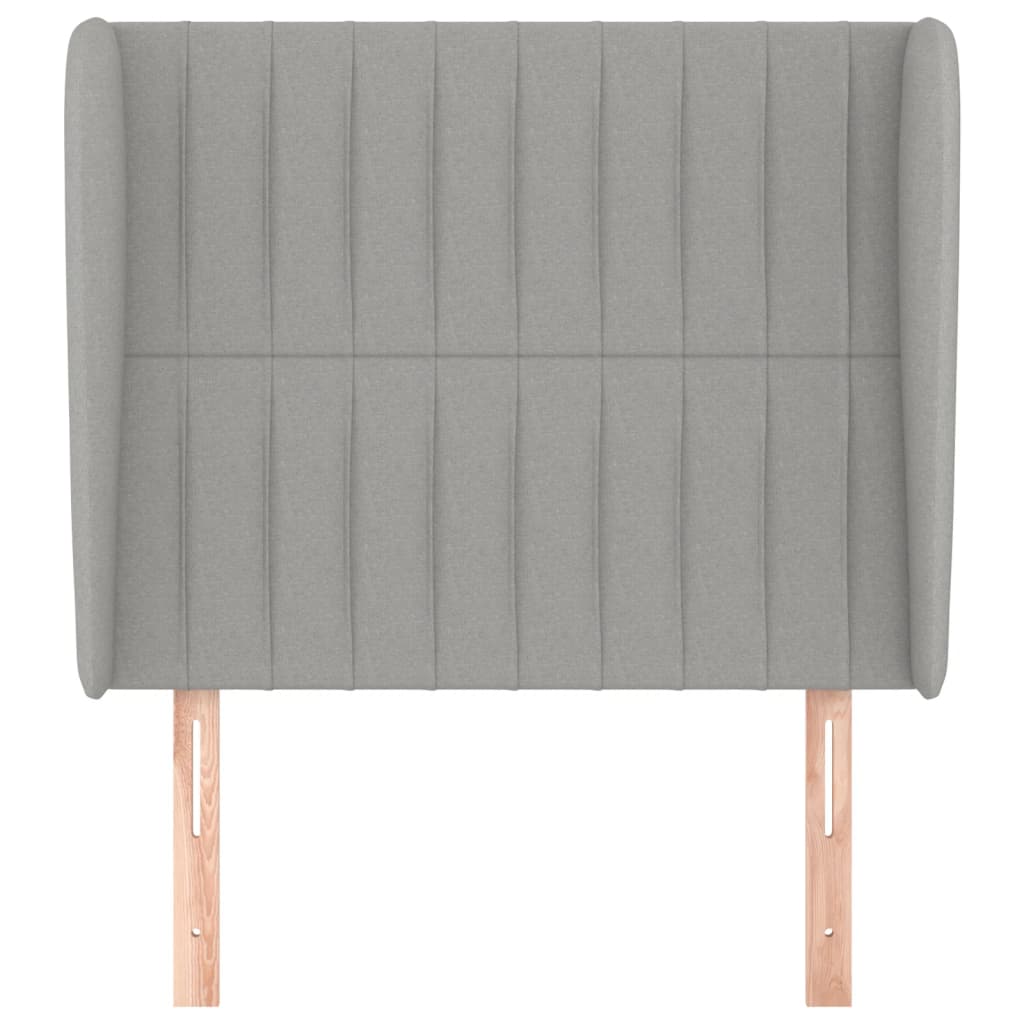 Hoofdbord met randen 93x23x118/128 cm stof lichtgrijs is nu te koop bij PeponiXL, paradijselijk wonen!