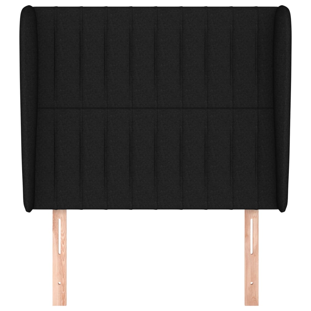 Hoofdbord met randen 93x23x118/128 cm stof zwart is nu te koop bij PeponiXL, paradijselijk wonen!
