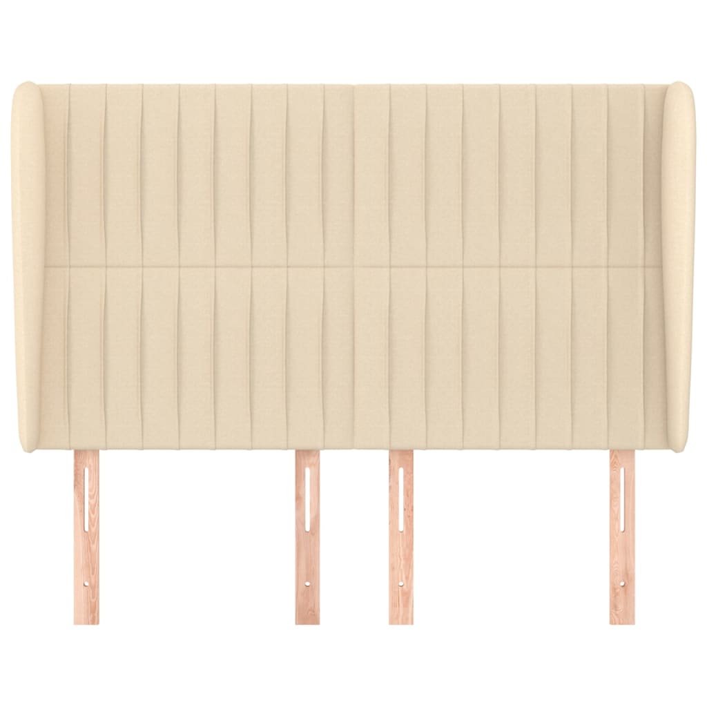 Hoofdbord met randen 147x23x118/128 cm stof crèmekleurig is nu te koop bij PeponiXL, paradijselijk wonen!