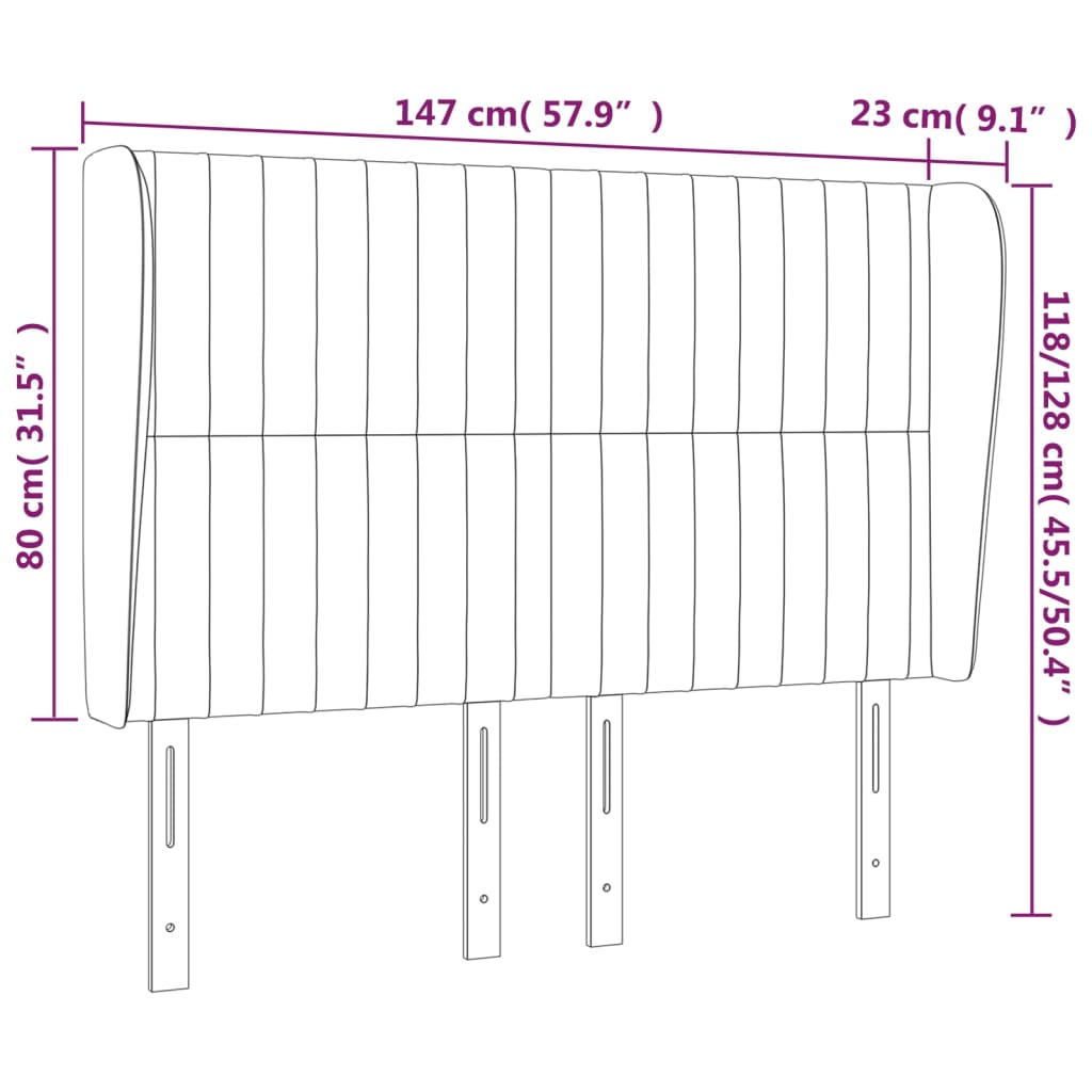 Hoofdbord met randen 147x23x118/128 cm stof crèmekleurig is nu te koop bij PeponiXL, paradijselijk wonen!