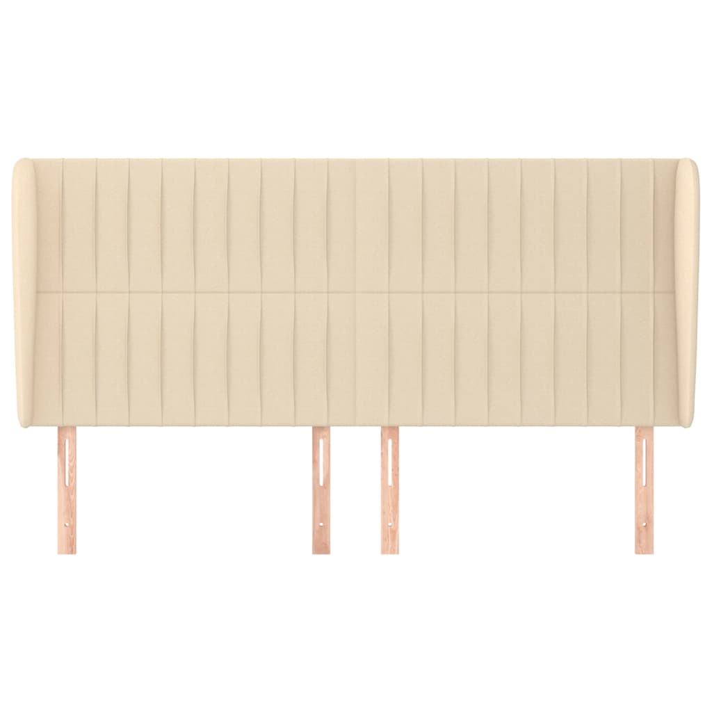 Hoofdbord met randen 163x23x118/128 cm stof crèmekleurig is nu te koop bij PeponiXL, paradijselijk wonen!