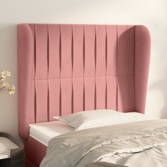 Hoofdbord met randen 83x23x118/128 cm fluweel roze is nu te koop bij PeponiXL, paradijselijk wonen!