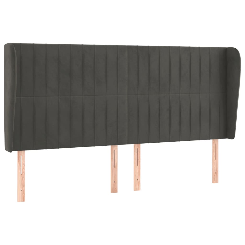 Hoofdbord met randen 163x23x118/128 cm fluweel donkergrijs is nu te koop bij PeponiXL, paradijselijk wonen!
