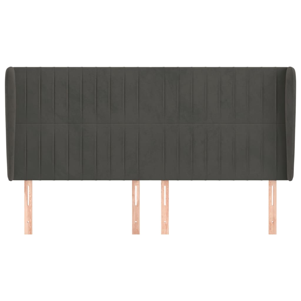 Hoofdbord met randen 163x23x118/128 cm fluweel donkergrijs is nu te koop bij PeponiXL, paradijselijk wonen!