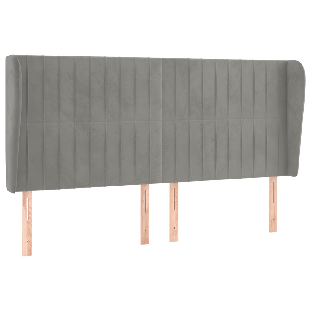 Hoofdbord met randen 203x23x118/128 cm fluweel lichtgrijs is nu te koop bij PeponiXL, paradijselijk wonen!