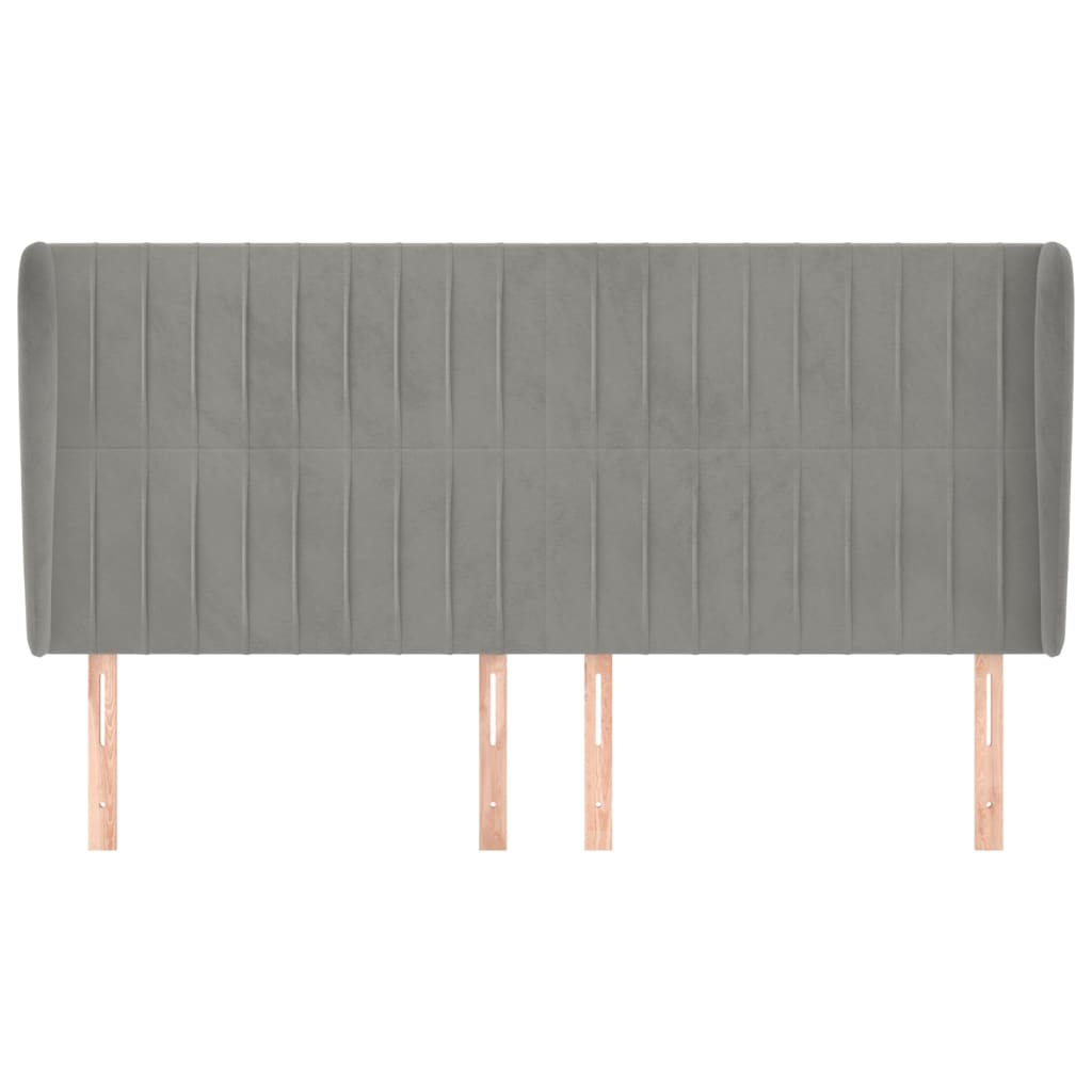 Hoofdbord met randen 203x23x118/128 cm fluweel lichtgrijs is nu te koop bij PeponiXL, paradijselijk wonen!