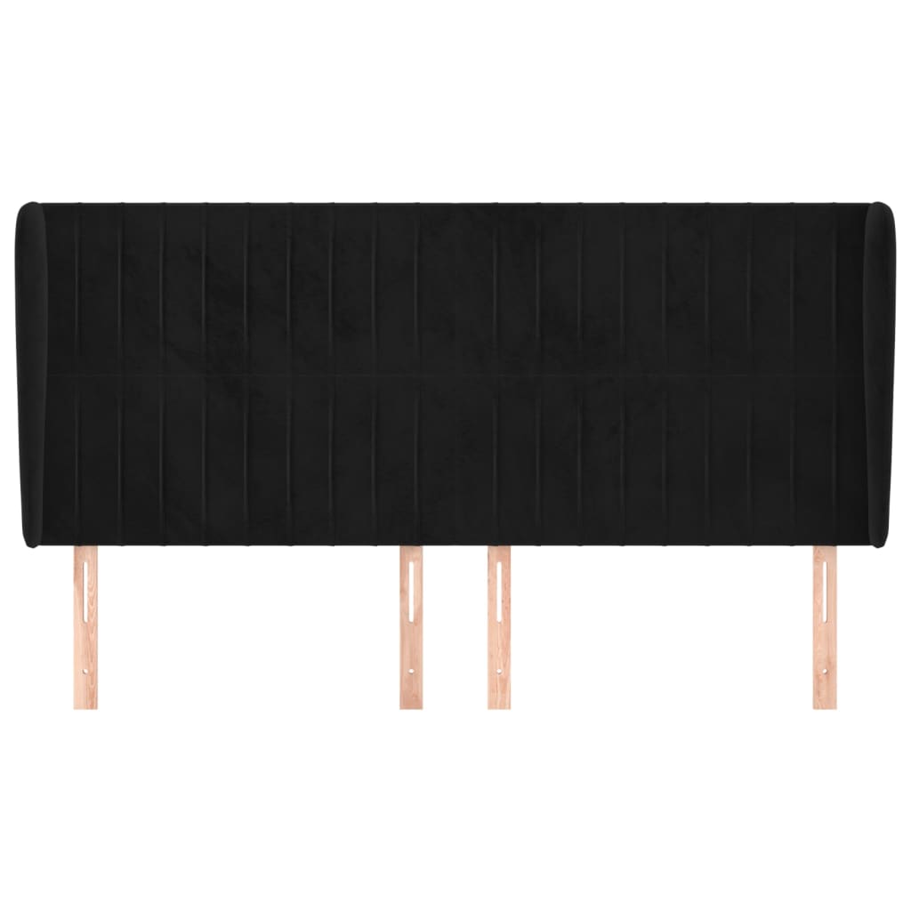 Hoofdbord met randen 203x23x118/128 cm fluweel zwart is nu te koop bij PeponiXL, paradijselijk wonen!