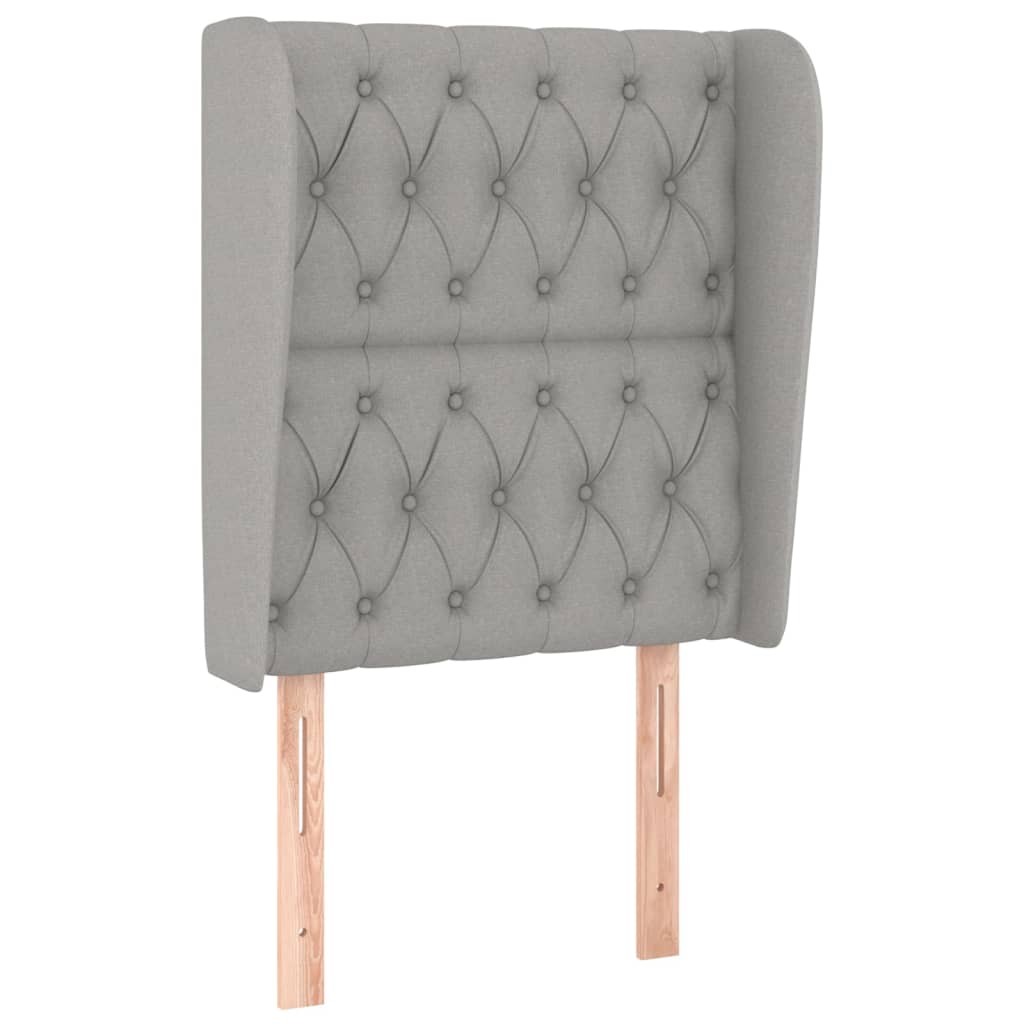 Hoofdbord met randen 83x23x118/128 cm stof lichtgrijs is nu te koop bij PeponiXL, paradijselijk wonen!