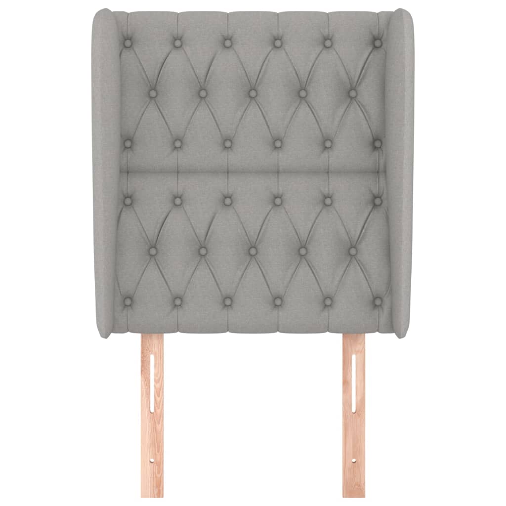 Hoofdbord met randen 83x23x118/128 cm stof lichtgrijs is nu te koop bij PeponiXL, paradijselijk wonen!