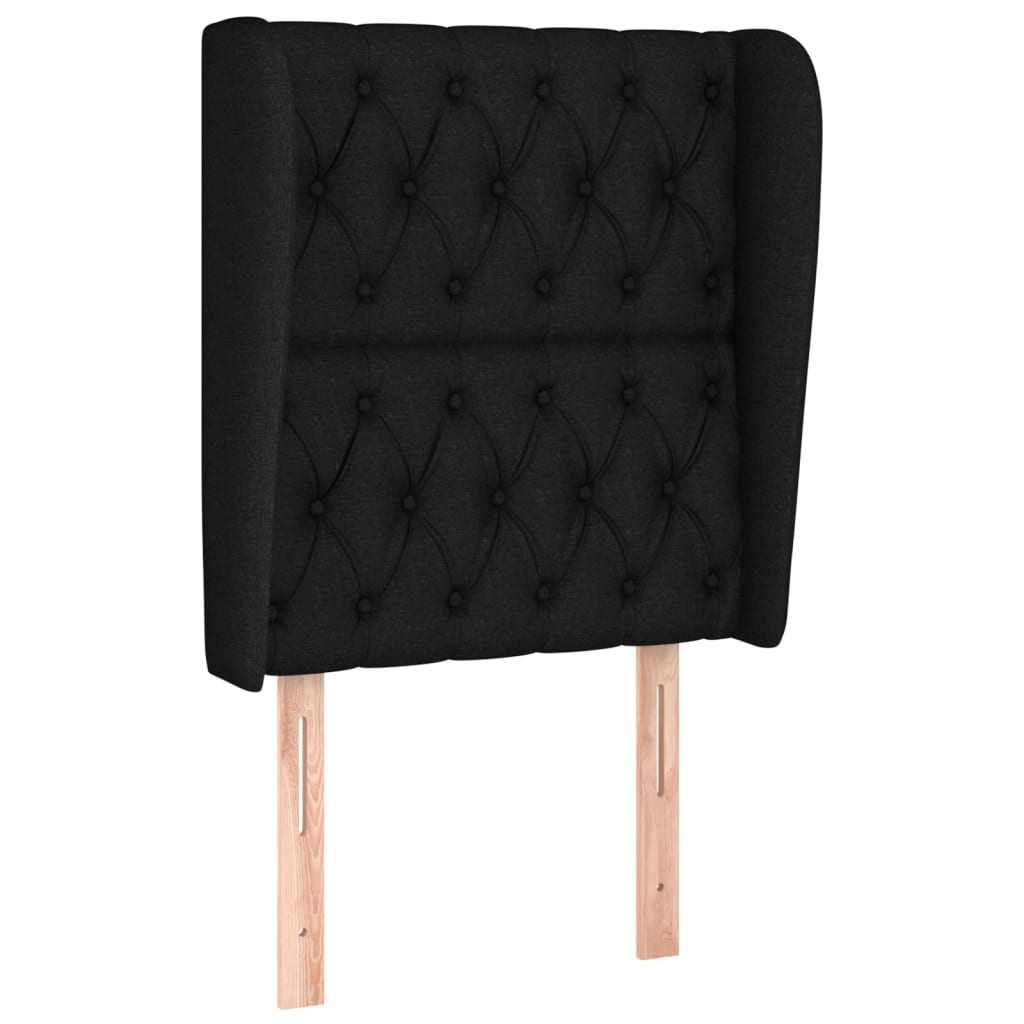 Hoofdbord met randen 83x23x118/128 cm stof zwart is nu te koop bij PeponiXL, paradijselijk wonen!