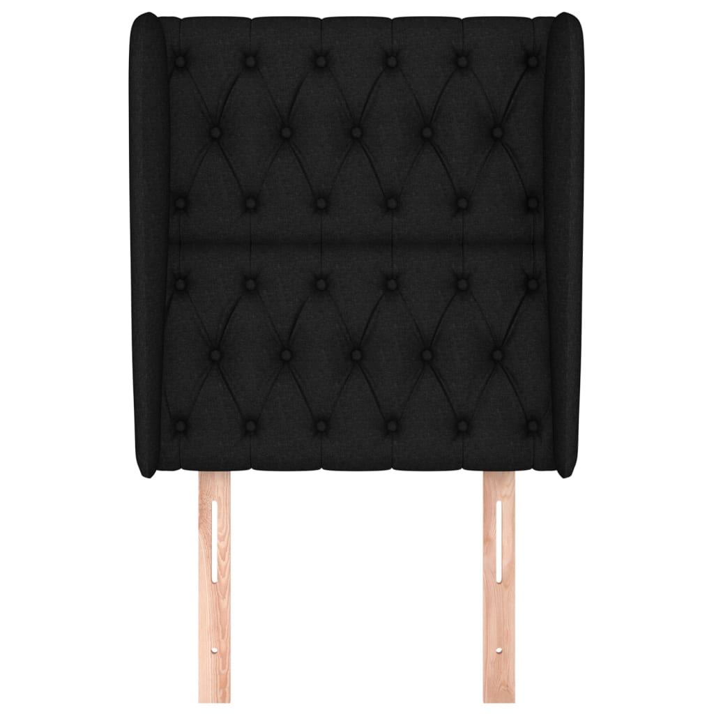 Hoofdbord met randen 83x23x118/128 cm stof zwart is nu te koop bij PeponiXL, paradijselijk wonen!
