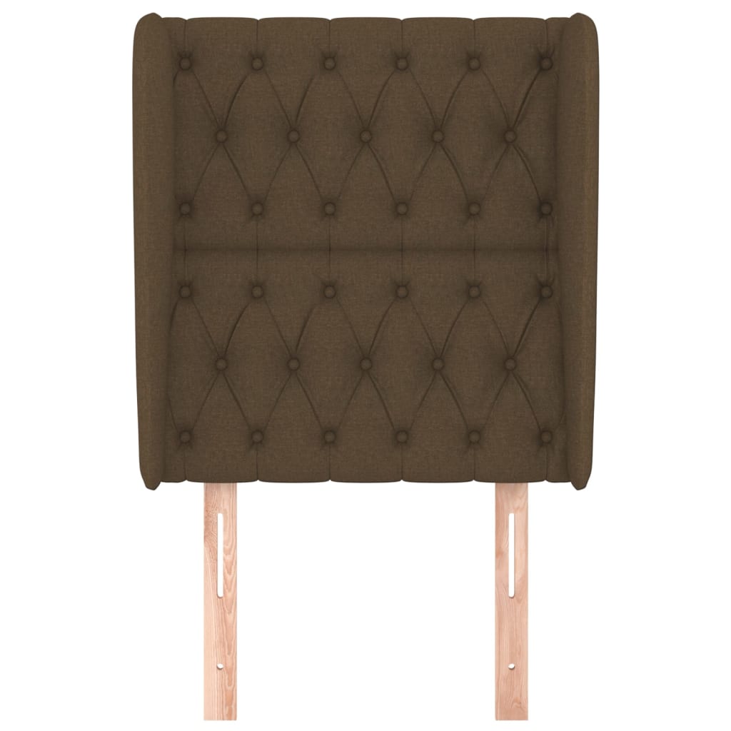 Hoofdbord met randen 83x23x118/128 cm stof donkerbruin is nu te koop bij PeponiXL, paradijselijk wonen!