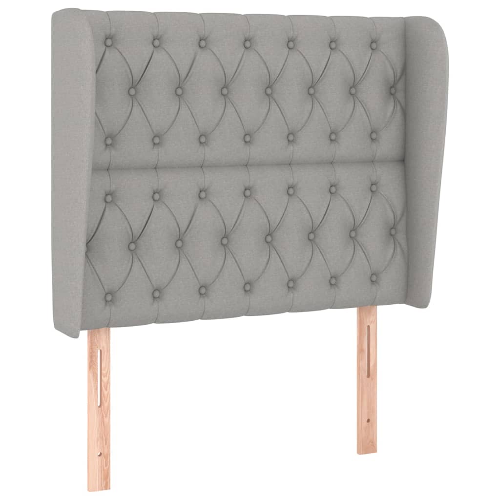 Hoofdbord met randen 93x23x118/128 cm stof lichtgrijs is nu te koop bij PeponiXL, paradijselijk wonen!