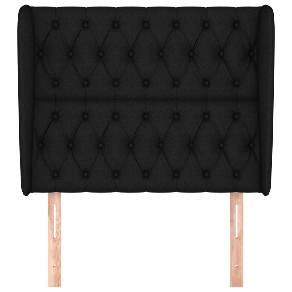 Hoofdbord met randen 93x23x118/128 cm stof zwart is nu te koop bij PeponiXL, paradijselijk wonen!