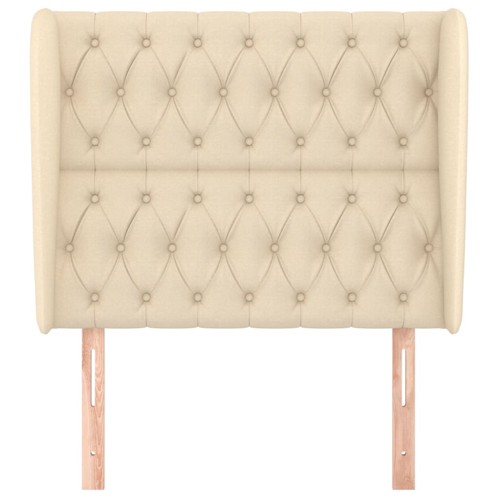 Hoofdbord met randen 93x23x118/128 cm stof crèmekleurig is nu te koop bij PeponiXL, paradijselijk wonen!